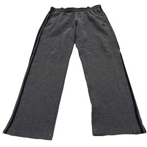 Adidas Men's Grey Fleece Straight/Open Leg 3 Stripe Warm Up Track Pants XLT